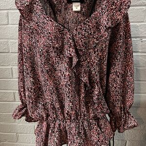 Renee C. Women's Ruffled Blouse - Black and Pink